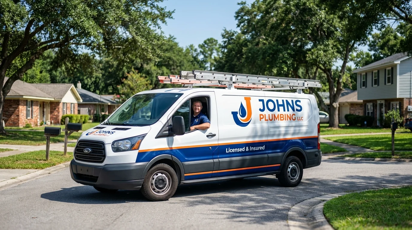 Johns Plumbing LLC service van in Goldens Bridge, NY
