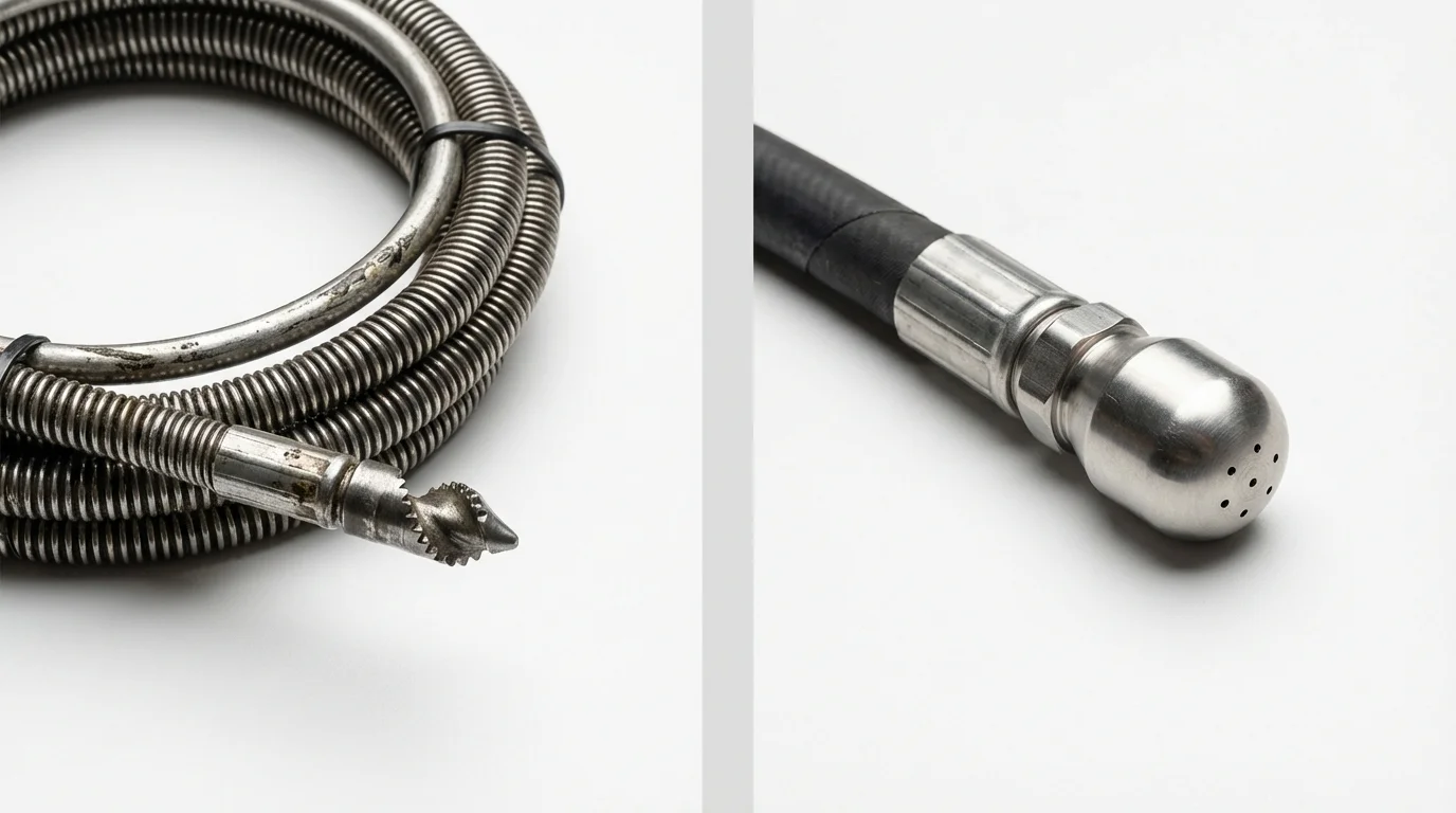 Drain snake cable and hydro jetting nozzle used for drain cleaning in Goldens Bridge, NY